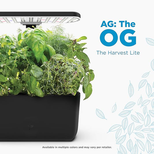 AeroGarden Harvest Lite in Black, Soil-Free Indoor Hydroponic Garden with LED Grow Light for Year-Round Gardening of up to 6 Herbs and Vegetables