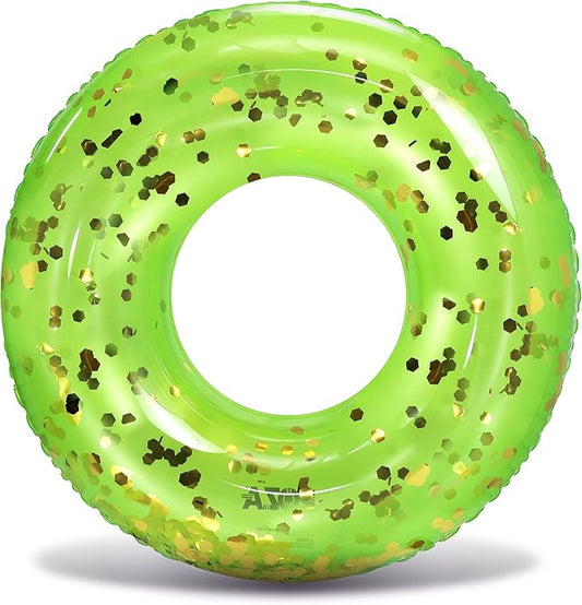 POZA Inflatable Pool Float Tube – Sparkly Confetti Swim Ring, Heavy Duty UV Resistant Inflatable Tube Pool Float for Kids & Adults – Multiple Colors & Sizes – Beach, Lake & Pool Party Float