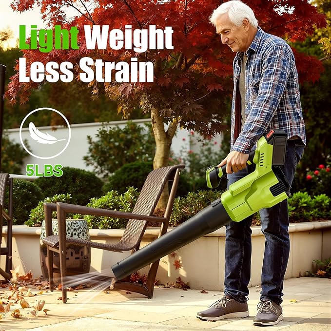 LUCKPRO Electric Leaf Blower Cordless, 200 MPH Wind Speed, 2 x 4.0Ah Batteries, Handheld Leaf Blowers for Lawn Care, Stepless Speed Control, Portable Lightweight Grass Blower for Yard, Patio