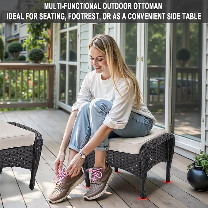Belord 6 Pieces Wicker Patio Furniture Set - Swivel Rocker Outdoor Chairs with Outdoor Couch and Side Table, All-Weather Patio Conversation Set for Sunroom Deck Backyard Black
