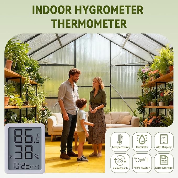 8X10 FT Greenhouse for Outdoors with Thermometers, Polycarbonate Walk-in Green House for Outside, Reinforced Aluminum Frame Greenhouses, Heavy Duty Garden, Patio, Backyard Flower Planting