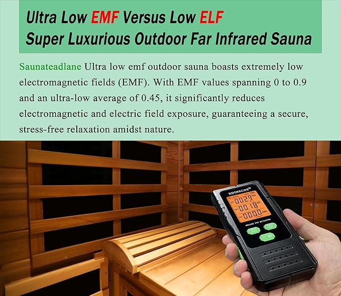 LTCCDSS Ultra-Low EMF Red Cedar Sauna 4 Person, Outdoor Far Infrared Sauna for Home, EMF 0.1-1mG, Bluetooth & Chromotherapy, Speakers (68.1 * 52.4 * 82.7 inch)