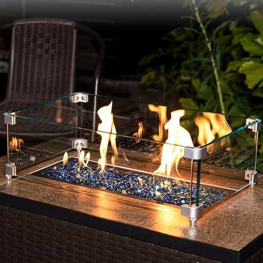 GASPRO 20 lbs Fire Glass for Propane Fire Pit, 3/4 Inch Glass Beads for Fire Pit Table, Glass Rocks for Garden Decor- Cobalt Blue