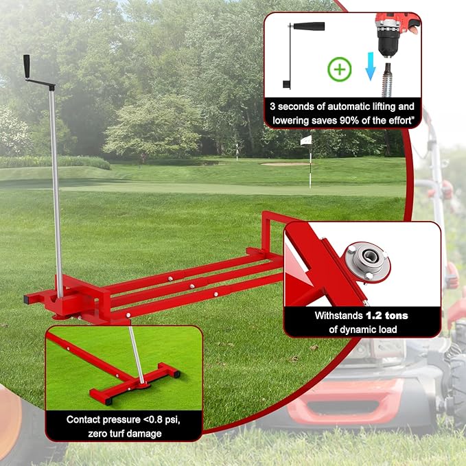 Lawn Mower Lift,Lawn Mower Jack Lift for Riding Mowers,Easy to Install, Safe and Stable.Ridding Mower Lift with telescoping Feature Holds up to 1200 lbs, Rust-Resistant Finish. (Classic Red)