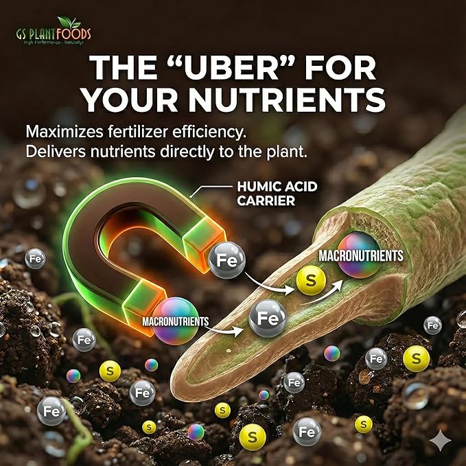 GS Plant Foods Humic Acid Soil Amendment – Leonardite-Derived Liquid Concentrate for Improved Soil Structure & Nutrient Availability – OMRI Listed for Organic Use – 5 Gallons