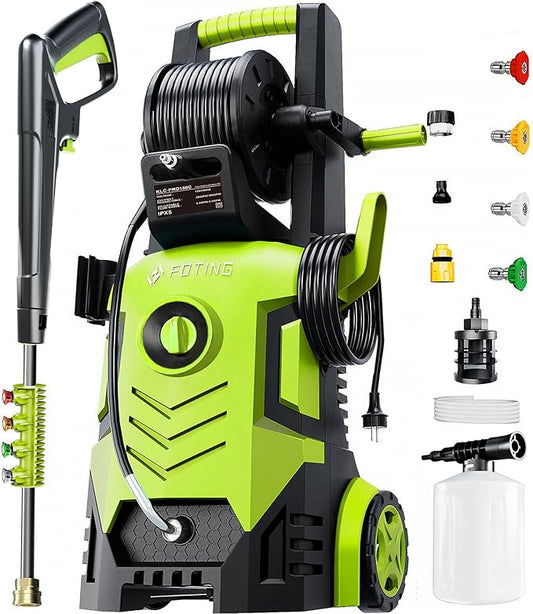 2026NEW Pressure Power Washer with 4 Quick Connect Nozzles, Inlet Hose & Filter, Foam Cannon for Cars/Fences/Driveways/Patios/Home Cleaning,34" X 13" X 13"