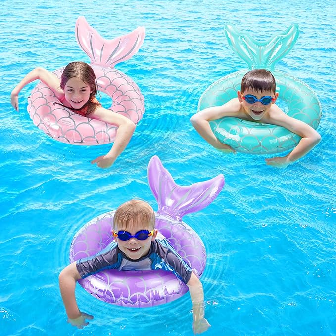 HeySplash Pool Floats Kids, Inflatable Swimming Ring Swim Tube Floaties, Summer Water Fun Beach Party Swimming Pool Toys for Kids Children Water Activities