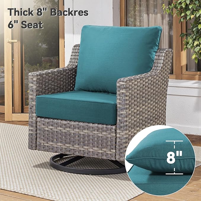 6" Thick Outdoor Cushions 22x24x6, 1-Set Deep Seat Patio Cushions with Removable Cover, Waterproof & Fade Resistant Replacement for Wicker Chair, Loveseat, Sofa - Peacock Green