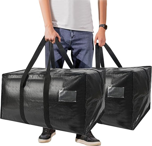 Heavy Duty Extra Large Moving Bags,58 Gallon Jumbo Packing Bags,Huge Moving Storage Bags with Strong Zippers & Carrying Handles,Reusable Big Moving Storage Bags for College Dorm Travel 2Pack
