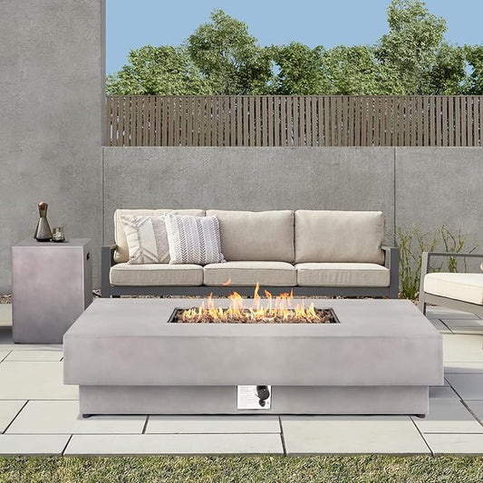60" Rectangular Propane Fire Pit – 50,000 BTU Fire Table with Lid,Rocks and Cover – Backyard Fire Pits Outdoor – Propane Gas Fireplace for Deck and Patio