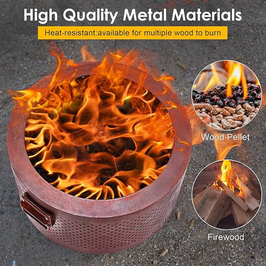 STBoo Smokeless Fire Pit - 20Inch Large Firepits for Outside with Portable Carrying Storage Bag - Low Smoke Outdoor Fireplace for Camping, Picnic, Bonfire Backyard, BBQ on Beach, Rust, L