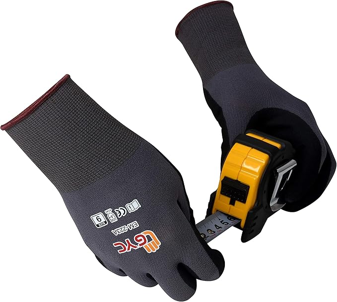GYC Gloves, Sanitized, DIY Gardening, Food Contact ECO Micro Finish Safety Work Gloves - 10 Pairs Pack - General Work Glove, Comfortable Grip, Anti-Slip (EM-223A / SIZE 9 - Large)