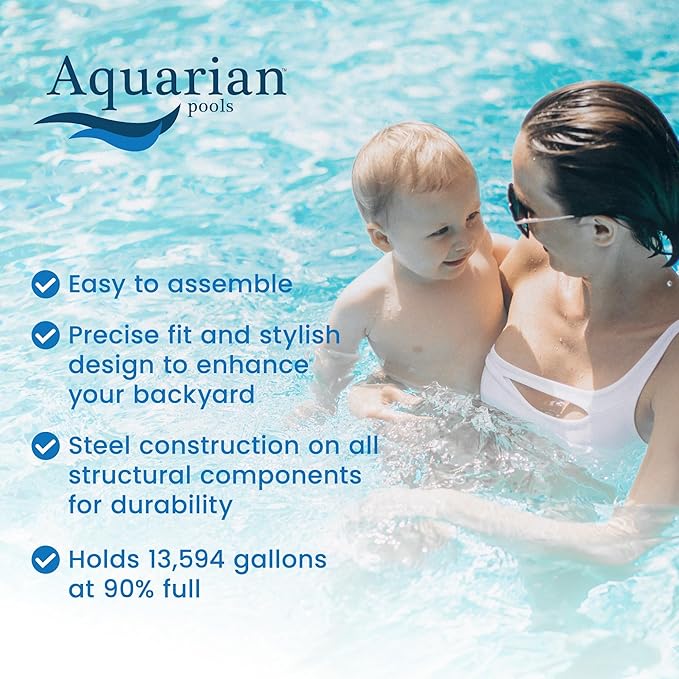 Aquarian Steel-Frame Outdoor Above-Ground Swimming Pool, Round, 18' x 52", Venetian