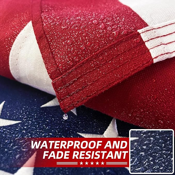Premium American Flag 5x8 Ft TearProof Series for Outside, Heavy Duty Outdoor，Longest Lasting, Super Tough Fade Resistant Spun Polyester, High Wind US Outdoor Flags Embroidered Stars, Sewn Stripes, Brass Grommets