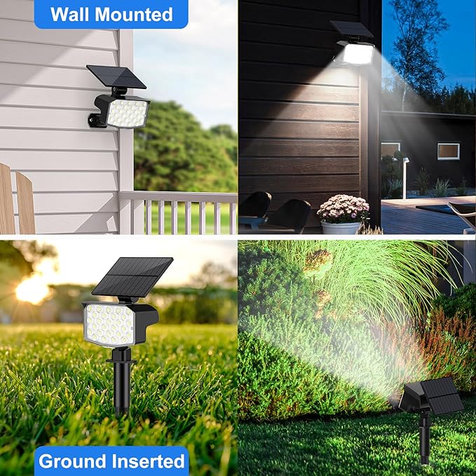 NACINIC Solar Spot Lights Outdoor Waterproof Adjustable Solar Powered Landscape Lights for Yard 3 Long Time Lighting Modes Spotlights for Pathway Garden Outside Wall Pool Porch- 6 Pack, Cool White