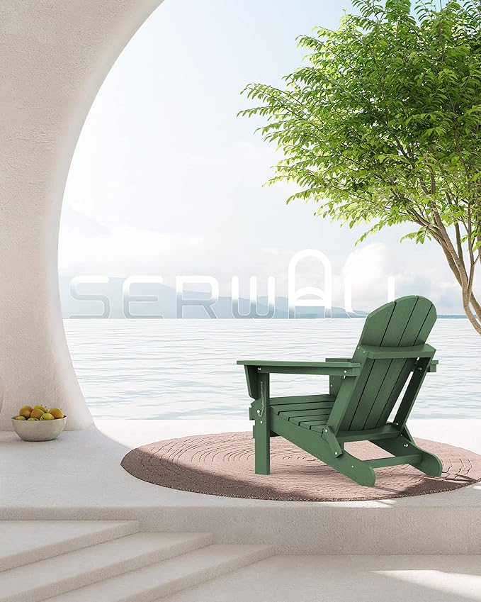 SERWALL Adirondack Chair Set of 4 for Patio Garden Outdoors Fire Pit- Army