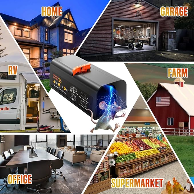 Electric Mouse Trap, Rat Traps Indoor for Home, 2025 Upgraded Electric Rat Zapper with Powerful Voltage, Effective Rat Killer for Rodent and Mice - No Touch Reusable Mice Trap to Protect Your Home