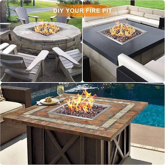 onlyfire 12 Inch Round Fire Pit Burner Ring for Natural Gas & Propane Fire Pit and Fireplace, 304 Stainless Steel DIY Firepit Burner for Both Indoor and Outdoor, BTU 92,000 Max