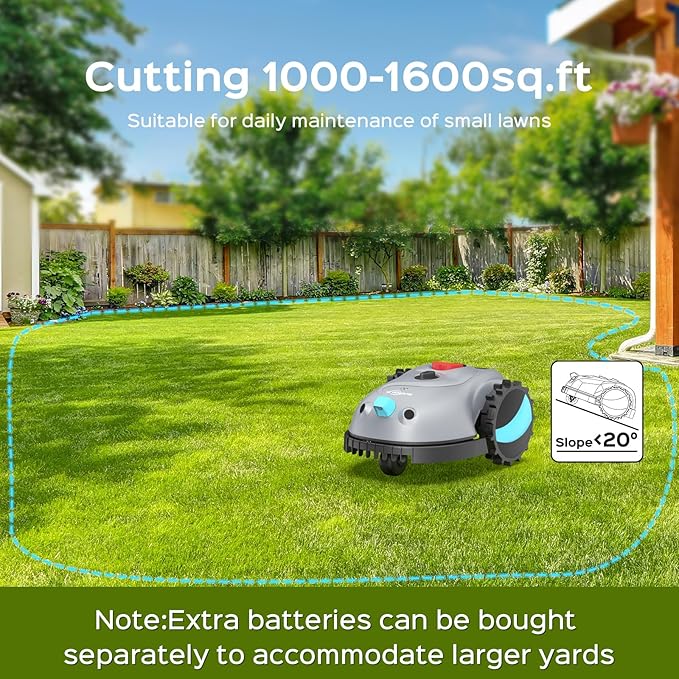 V100 Robotic Lawn Mower, HD Visual Navigation, Smart Obstacle Avoidance & Precision Collision Sensors, Adjustable Cutting Height, Quiet Operation, Ideal for Small Lawns up to 1,600 sq ft