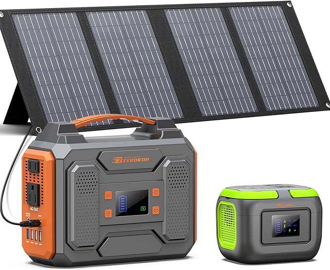 Portable Solar Power Generator with Panels, 300W 110V AC Outlet Power Station with Foldable Solar Panel 40W, 100W USB C Outlet Power Bank Fast Charging for Camping Laptop Smart Device RV Van Outdoor