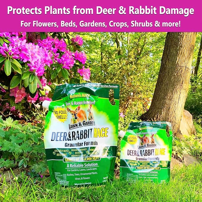 Nature's MACE Deer Repellent Granular, Repel Deer from Your Garden, Yard, Flowers, Protect Plants Fast, Deer Repellent for Plants, Create a Deer Free Barrier, Deer and Rabbit Repellent, 6 Pound Bag