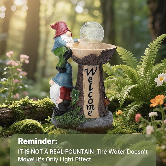 Ayadon Solar Gnome Statue Outdoor Decor, Gnome with Glowing Globe Light Figurines - for Garden Patio Yard Lawn Housewarming for Women Mom Grandma