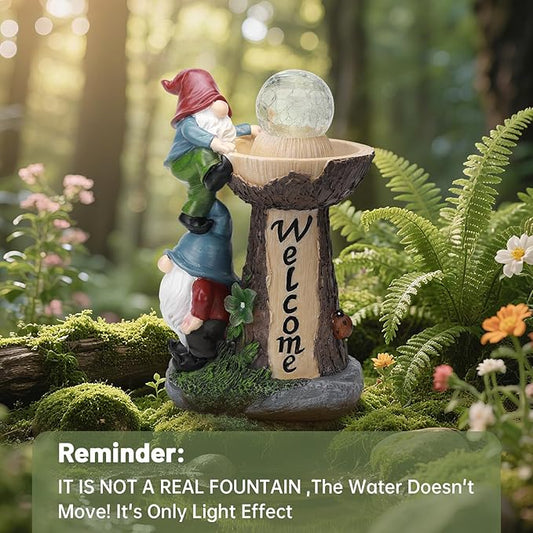 Ayadon Solar Gnome Statue Outdoor Decor, Gnome with Glowing Globe Light Figurines - for Garden Patio Yard Lawn Housewarming for Women Mom Grandma