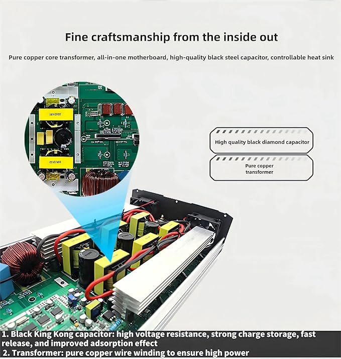 5000 Watt Power Inverter 72V DC to 110V AC Converter, LED Display with 2 AC Outlets Dual Fans Radiating for RV, Camp and Home, Electric Tool Pure Sine Wave Inverter (110V, 5000W 72V)