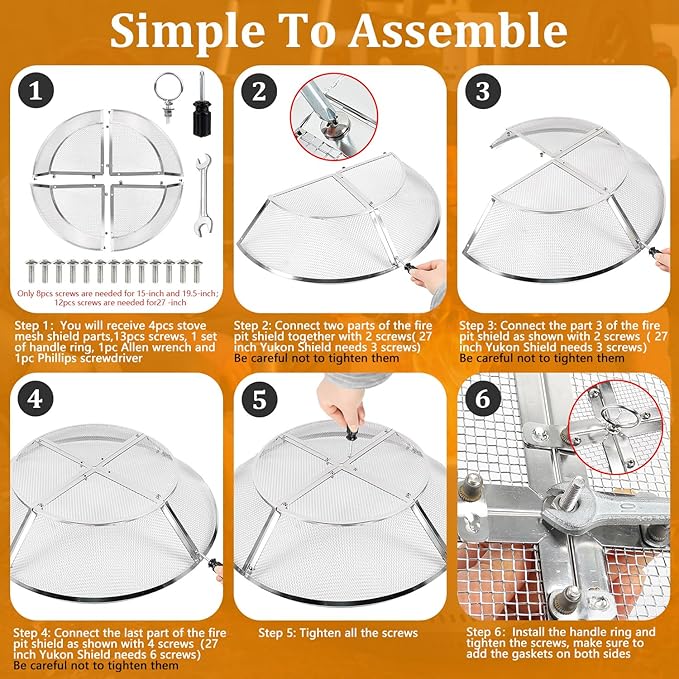 Fire Pit Shield for Solo Stove Ranger 15 Inch,Stainless Steel Spark Screen for Solo Ranger,Fire Pits Mesh Protector Cover Top Sparks Guard Outdoor Heavy Duty for Hot Embers-Silver