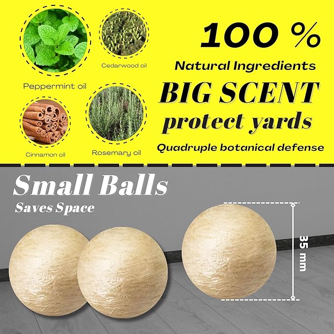 Natural Peppermint Spider Repellent Indoor Pet Safe & Ant Control Balls,Fresh Mint Scent, Rodent Repellent for Car Engine, Home Storage, Safe for Kids and Pets