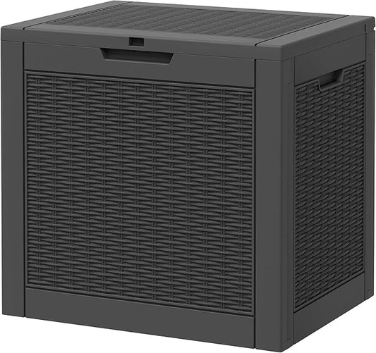 NUNU LAB 30 Gallon Outdoor Storage Box Waterproof, Outside Package Delivery Deck Boxes with Lockable Lid, Backyard Storage Bin For Garden Tools, Patio Cushions, Pool Accessories, Black