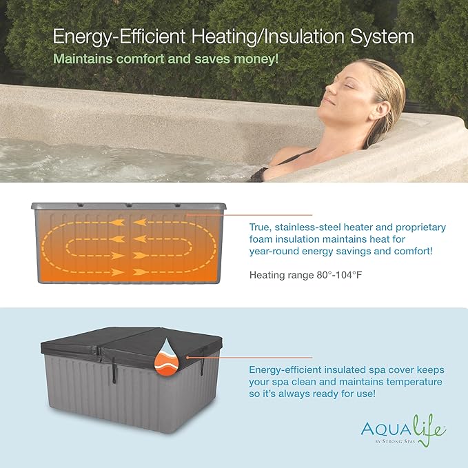 Aqualife Current Outdoor Hot Tub, Free Extras, Fits 4-Adults, Plug and Play Spa, Free Cover Included, Made in USA