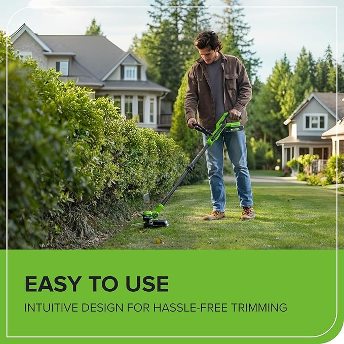 Greenworks 24V 12" Cordless String Trimmer/Edger with 20 Replacement Blades, Battery and Charger Not Included