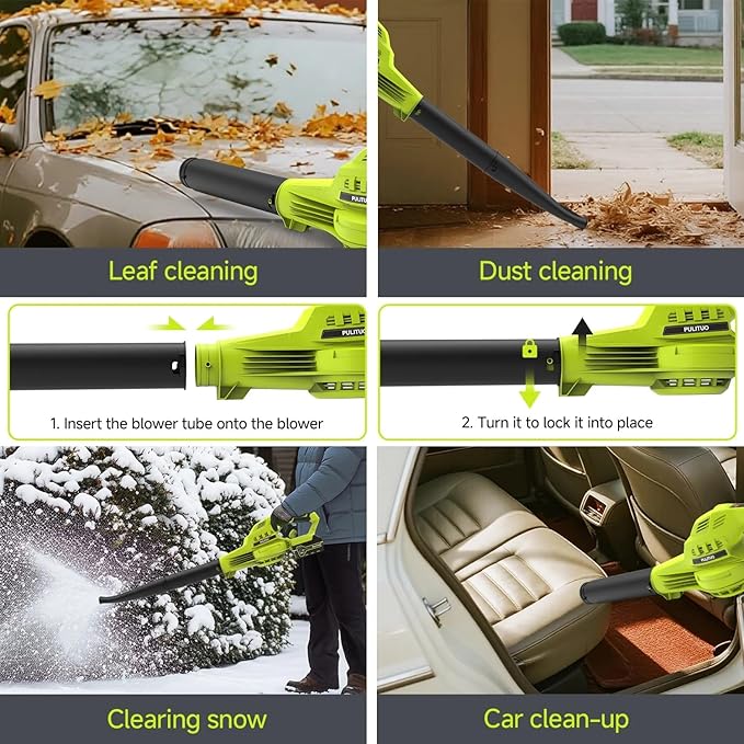 Leaf Blower Cordless with 2X 4.0Ah Batteries and Charger, 150MPH/180CFM Lightweight Cordless Blower, 3 Speeds Small Electric Leaf Blowers for Lawn Care, Patio, Yard, Leaves, Grass and Snow