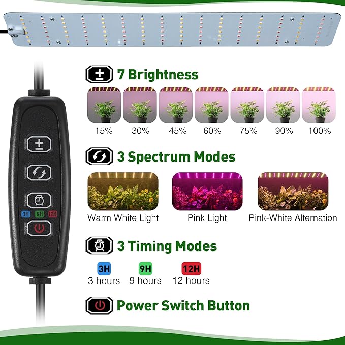 Meonum Mini Greenhouse with Grow Light for Indoor, 23.6"x15.7"x19.6" Tabletop Small Greenhouse Kit with 15W Plant Dimmable LED Grow Lights and Timer, 3 Light Color Mode for Seed Starter Tray