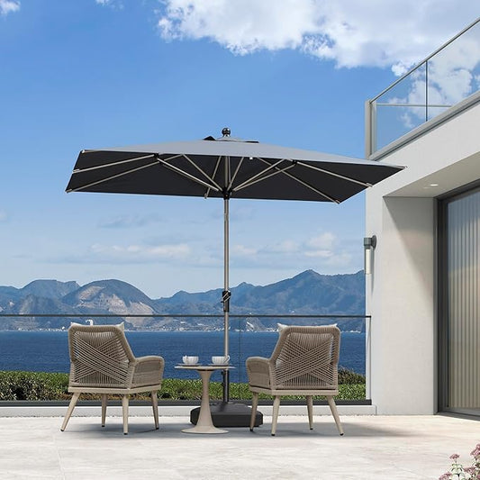 PURPLE LEAF 6' x 9' Rectangle Outdoor Umbrella for Patio with Tilt Adjustment, Patio Table Umbrella for 3 Year Fade Resistant, Aluminum Pool Market Umbrella for Deck, Garden, Patio, Poolside or Lawn