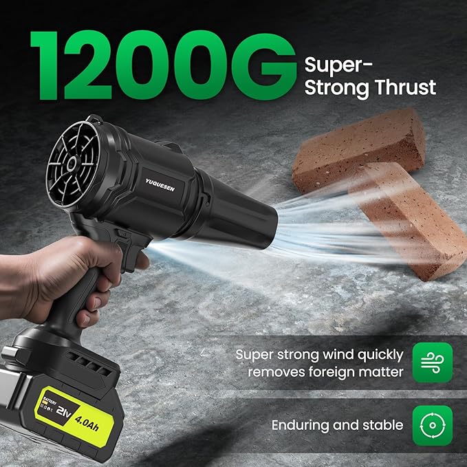 Cordless Leaf Blower, 980,000 RPM Handheld Leaf Blower with 2 X 4.0Ah Batteries & Charger, Lightweight Leaf Blowers for Patio Cleaning, Lawn Care, Leaves, Dust - Cool Black