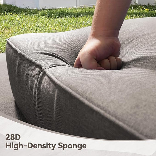 6" Thick Outdoor Cushions 22x24x6, 5-Set Deep Seat Patio Cushions with Removable Cover, Waterproof & Fade Resistant Replacement for Wicker Chair, Loveseat, Sofa - Grey