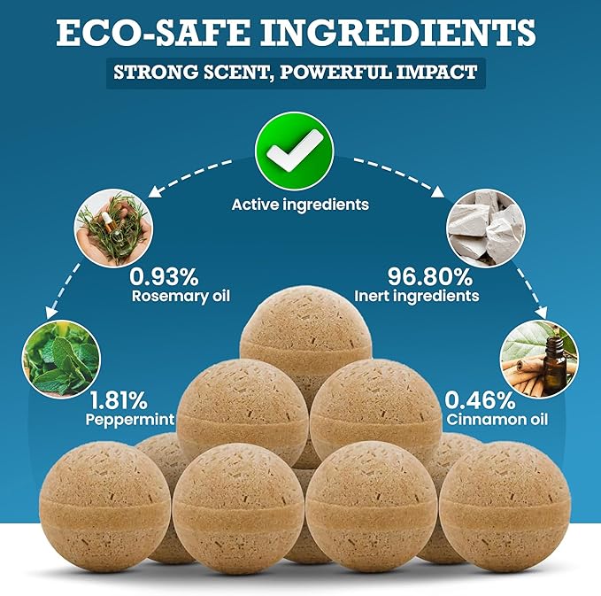 Mouse Rodent Repellent Balls – 24-Pack + 1 Mouse Trap – Powerful Natural Pest Control for Mice, Rats, Squirrels – Long-Lasting Indoor and Outdoor Protection