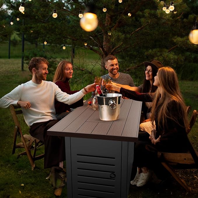 42-Inch Propane Fire Pit Table with 50,000 BTU for Patio, Terrace, and Garden - Multipurpose Fire Table with CSA Certification, Cover, and Lava Rock