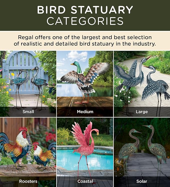 Regal Art & Gift Peacock Metal Statue – Indoor Outdoor Decorative Sculpture for Home & Garden Décor, Weather-Resistant Yard Art Figure for Patio, Lawn, Standing