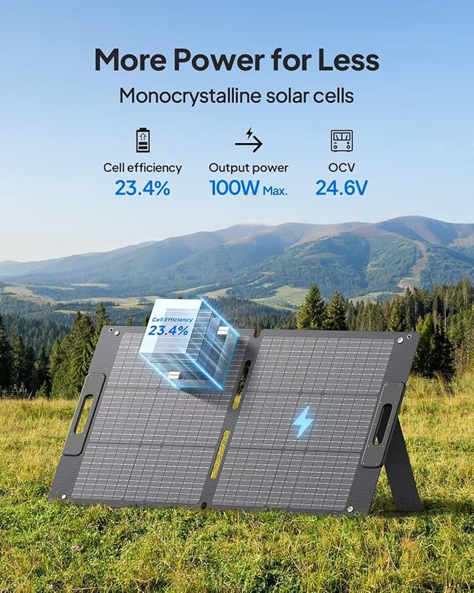 BLUETTI AC180 Solar Generator with 100W Solar Panel (Ships Separately), 1152Wh Portable Power Station w/ 4 1800W (2700W Surge) AC Outlets, LFP Power for Outdoor Camping, Trip, Power Outage