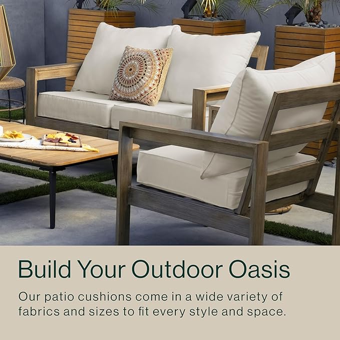 Honeycomb Outdoor Deep Seat, 24 x 23, Cabana Stripe Green & Cream Chair Cushion for Patio Furniture