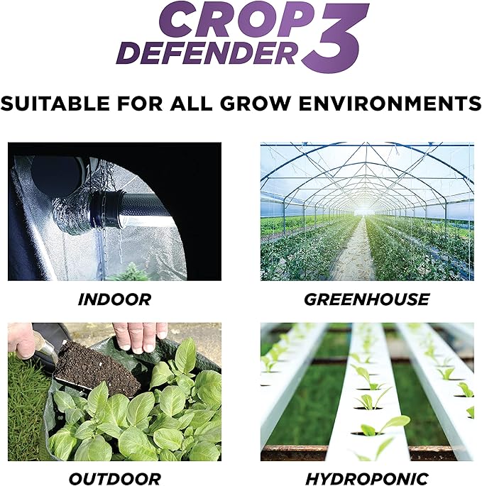 Grower's Ally Crop Defender 3 - Ready-to-Use Miticide, Insecticide, Fungicide Control for Plants - OMRI Listed Natural Garden Safe Spray for Powdery Mildew, Spider Mites, Russet Mite Killer - 24 Oz