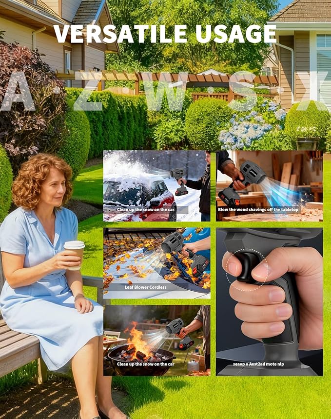 JH Steady 21V Cordless Handheld Leaf Blower - Variable Speed, 30000RPM Powerful Handheld Blower with Rechargeable Battery, Protective Gear for Home, Backyard, Driveway & Snow Removal