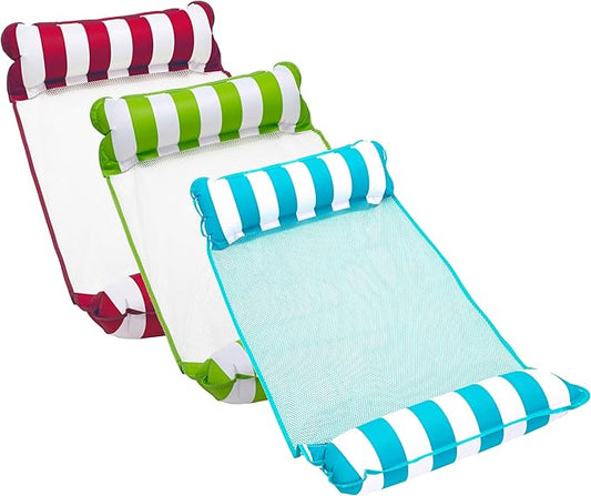 Aqua 4-in-1 Monterey Hammock Pool Float & Water Hammocks, 1-2-3-4 Multipacks – Multiple Colors/Styles – for Adults and Kids Floating