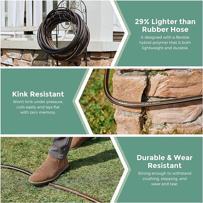 Giraffe Tools Leader Hose 5/8" x 4ft, Custom Length, No Kink, Flexible, Leakproof Water Hose, Male Female Fittings, 600 Burst PSI, 4ft, Black Orange