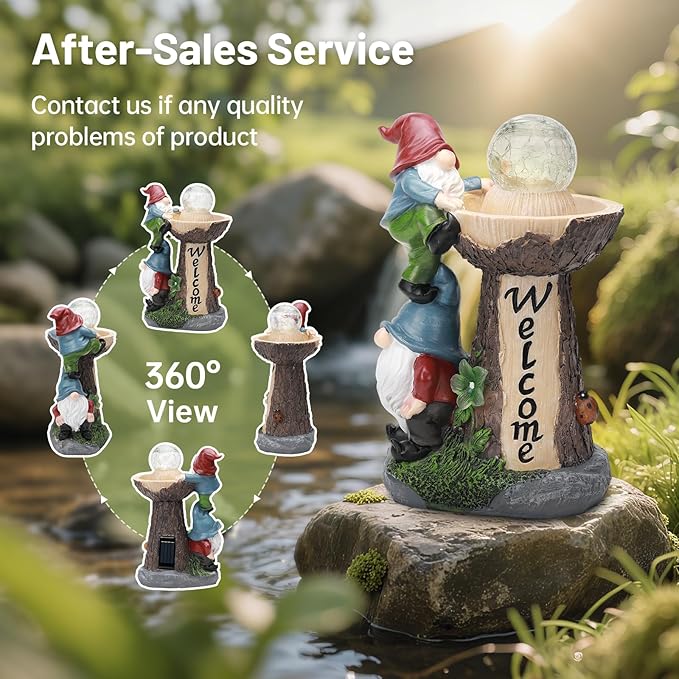 Ayadon Solar Gnome Statue Outdoor Decor, Gnome with Glowing Globe Light Figurines - for Garden Patio Yard Lawn Housewarming for Women Mom Grandma