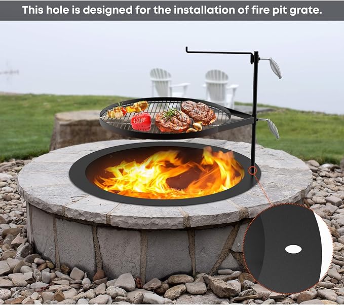 Stanbroil Outdoor Fire Pit Ring 36 Inch Outer/30 Inch Inner Diameter, 2mm Thickness Steel Round Wood Burning Firepit for Outside, DIY Fire Ring Liner Insert for Above or In-Ground Backyard Bonfire