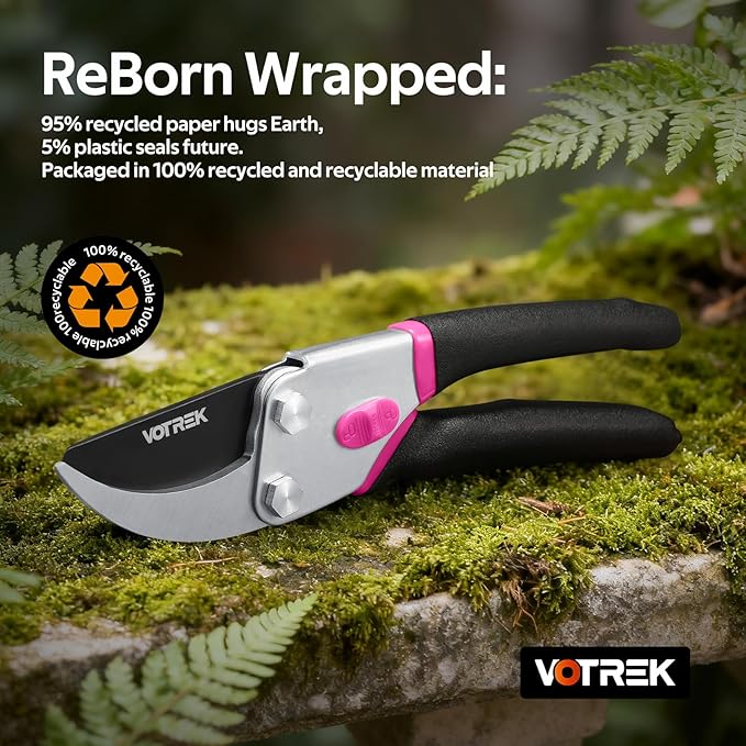 Bypass Pruning Shears for Gardening, 8.5" Professional Hand Pruners, Garden Clippers Heavy Duty Pruning Scissors for Trimming Plant Flower Branch, 【SK5 Steel Blade】【Ergonomic】【Built-in Spring】